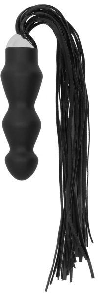 Плеть с рукоятью-стимулятором Flogger with Dildo - 46 см, цвет: черный