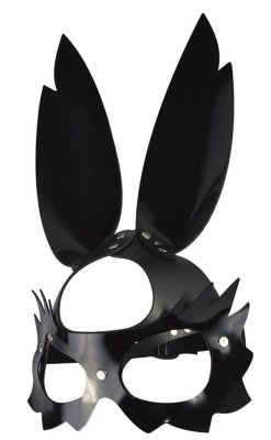 Лаковая кожаная маска Зайка с длинными ушками, цвет: черный