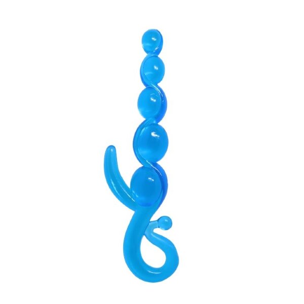 Анальный стимулятор-цепочка Baile Bendy Twist - 22 см, цвет: голубой