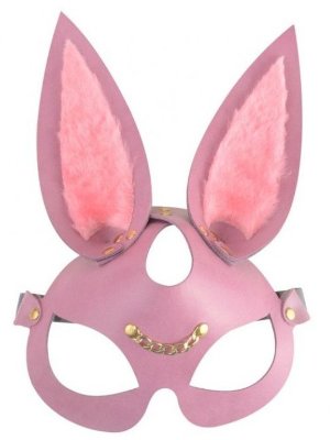 Кожаная маска Зайка с длинными ушками, цвет: розовый