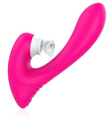 Клиторальный стимулятор DAWN с вагинальным отростком, цвет: ярко-розовый