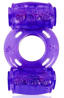 Эрекционное кольцо в двумя вибропулями, цвет: фиолетовый