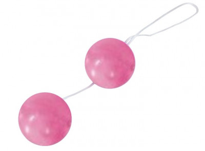Глянцевые вагинальные шарики Baile Twins Ball, цвет: розовый