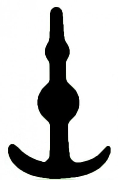 Анальная втулка Smiling Silicone Butt Plug Black, цвет: черный - 8,9 см