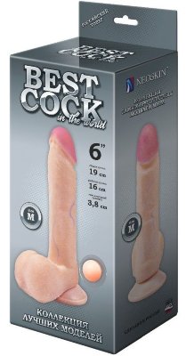 Фаллоимитатор на присоске BEST COCK 6 - 19 см, цвет: телесный