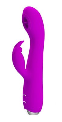 Вибромассажер-кролик Rachel с имитацией оральных ласк - 19,9 см, цвет: лиловый