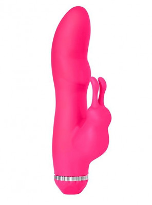 Вибратор Purrfect Silicone Deluxe Rabbit с клиторальным стимулятором, цвет: розовый - 19 см