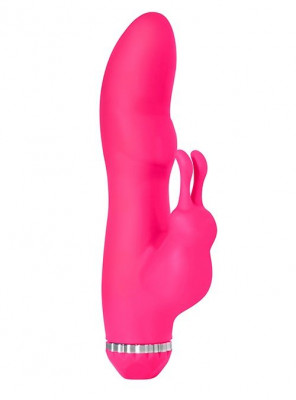 Вибратор Purrfect Silicone Deluxe Rabbit с клиторальным стимулятором, цвет: розовый - 19 см