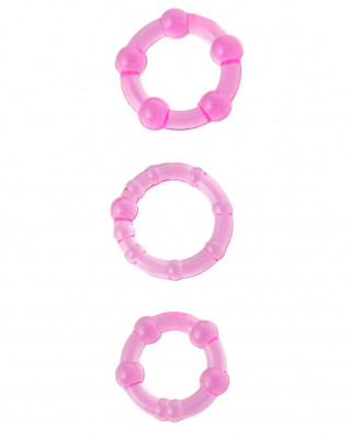 Набор из 3 стимулирующих эрекционных колец, цвет: розовый