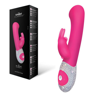 Вибромассажер The G-spot Rabbit с украшенной стразами рукоятью, цвет: розовый - 22 см
