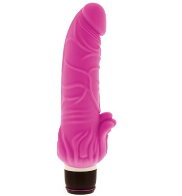 Вибратор с лепестками у основания PURRFECT SILICONE CLASSIC 7INCH PINK - 18 см, цвет: розовый