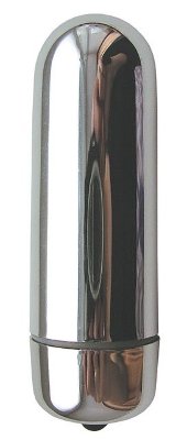 Гладкая пуля с вибрацией - 6,4 см, цвет: серебристый