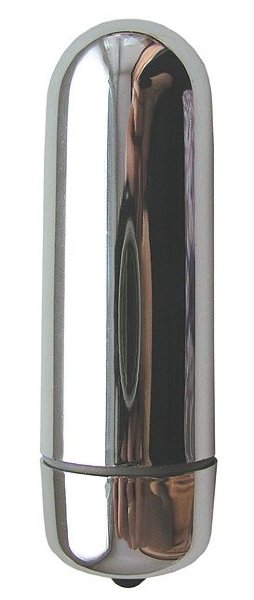 Гладкая пуля с вибрацией - 6,4 см, цвет: серебристый