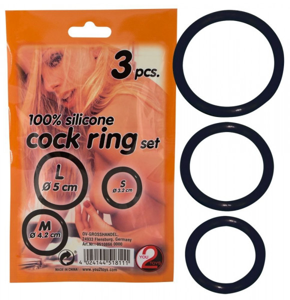 Набор из трех эрекционных колец Cock Ring Set, цвет: черный