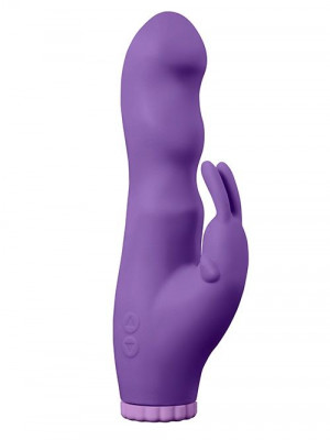 Вибратор Purrfect Silicone Deluxe Rabbit 100fnct с клиторальным стимулятором, цвет: фиолетовый - 20 см