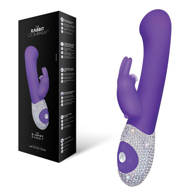 Вибромассажер The G-spot Rabbit с украшенной стразами рукоятью, цвет: фиолетовый - 22 см