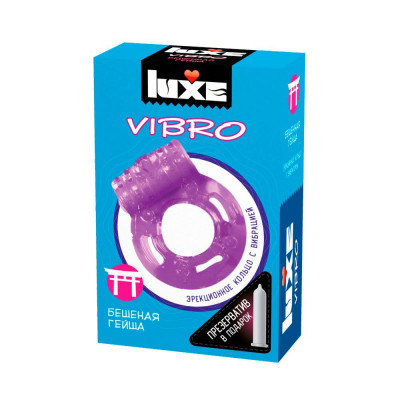 Эрекционное виброкольцо Luxe VIBRO Бешеная гейша + презерватив