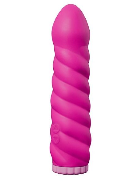 Вибратор Purrfect Silicone Deluxe 100 Function со спиралевидным рельефом, цвет: розовый - 18 см