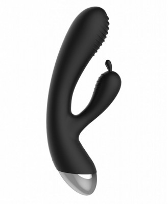 Вибратор Rabbit Vibrating E-Stimulation с электростимуляцией, цвет: черный - 19 см