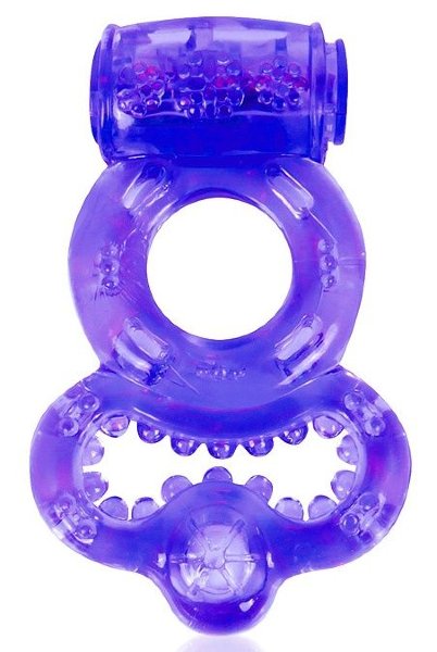 Эрекционное виброкольцо с шипами, цвет: фиолетовый