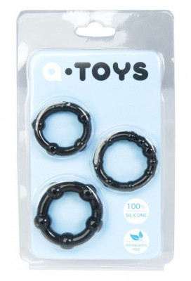 Набор из 3 эрекционных колец A-toys, цвет: черный