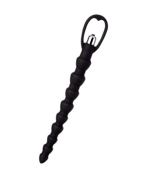 Анальная цепочка с вибрацией A-toys - 32,7 см, цвет: черный