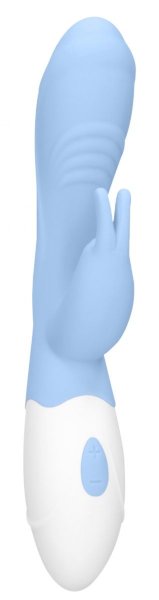 Вибратор Juicy Rabbit со стимулятором клитора - 19,5 см, цвет: голубой