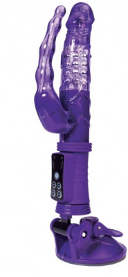 Анально-вагинальный вибратор на присоске A-toys, цвет: фиолетовый