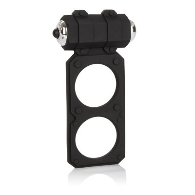 Эрекционное кольцо Silicone Lover's Gear Figure 8 Enhancer с вибрацией и подхватом мошонки, цвет: черный
