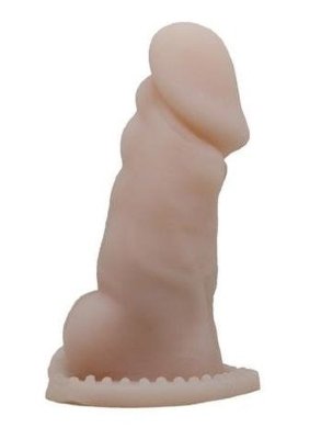 Закрытая насадка на пенис с вибрацией - 13,3 см, цвет: телесный