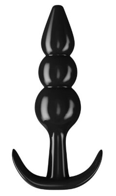 Анальный стимулятор с широким основанием - 10 см, цвет: черный