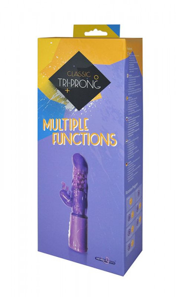 Вибратор Classic Tri-Prong с клиторальным стимулятором, цвет: фиолетовый - 24 см