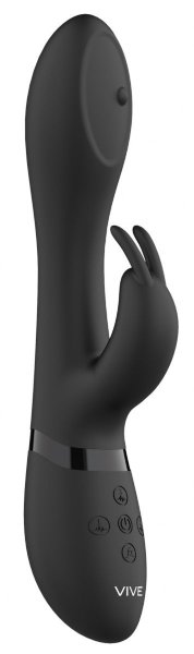 Вибромассажер-кролик Mira - 21,5 см, цвет: черный