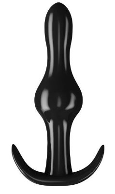 Черная анальная пробка с зауженным кончиком - 9 см.