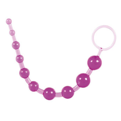 Анальная цепочка Thai Toy Beads с ручкой-кольцом, цвет: фиолетовый - 25 см