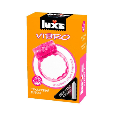 Эрекционное виброкольцо Luxe VIBRO Техасский бутон + презерватив