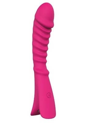 Перезаряжаемый вибратор с ребрышками NAUGHTY BARONESS - 12,5 см, цвет: розовый