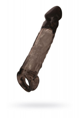 Насадка на пенис Tс подхватом, цвет: черный - 19,5 см