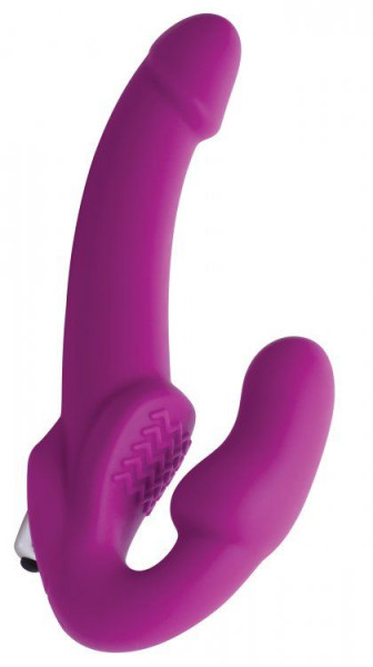 Безремневой вибрострапон Evoke Vibrating Strapless Silicone Strap-on Dildo, цвет: розовый