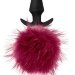 Анальная пробка Fur Pom Pom с бордовым заячьим хвостом - 12,7 см