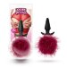 Анальная пробка Fur Pom Pom с бордовым заячьим хвостом - 12,7 см