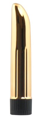 Многоскоростной вибромассажер Lady Finger - 12 см, цвет: золотистый