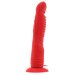 Женский страпон с вибрацией 8 Vibrating Silicone Ribbed Strap-on - 21,6 см, цвет: красный