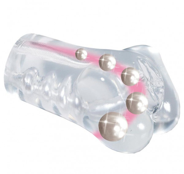Мастурбатор-вагина Parisian Passion With 5 Pearls со стимулирующими бусинами, цвет: прозрачный