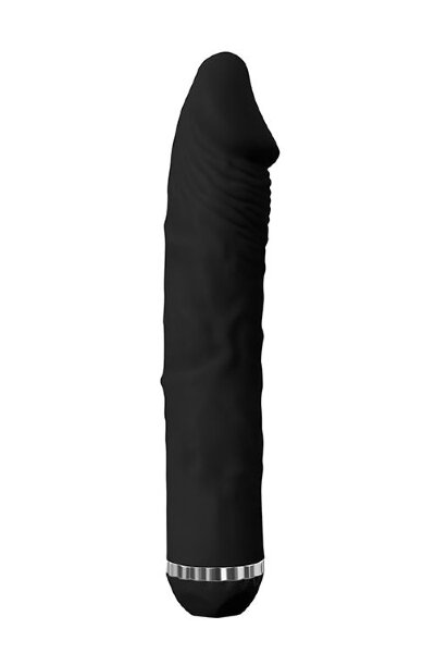 Вибратор-реалистик Purrfect Silicone Deluxe 8inch без мошонки, цвет: черный - 20 см