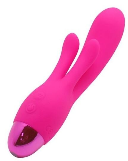 Вибратор INDULGENCE Rechargeable Frolic Bunny - 18,7 см, цвет: розовый