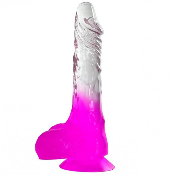 Фаллоимитатор Jelly Joy Fade Out с прозрачным стволом и присоской, цвет: фиолетовый - 17,8 см