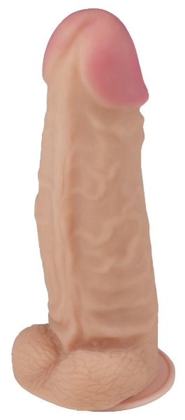 Рельефный фаллоимитатор-супергигант с мошонкой на присоске - 30 см, цвет: телесный