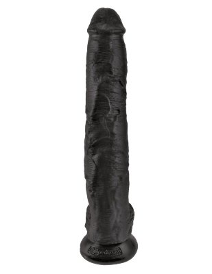Фаллоимитатор-гигант 14 Cock with Balls - 37,5 см, цвет: черный