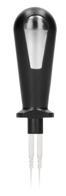 Электростимулятор с проводящей насадкой E-Stim Butt Plug - 8 см, цвет: черный